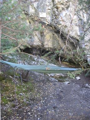  Entrance of the Rat's Nest Cave in Canmore