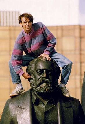 Myself on top of the statue of Karl Marx